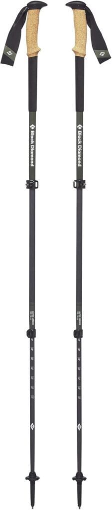 Black Diamond Alpine Carbon Cork Trekking Poles, Pair of 2 Ultra Lightweight Carbon Fiber Hiking Sticks for Backpacking and Mountaineering, Tundra