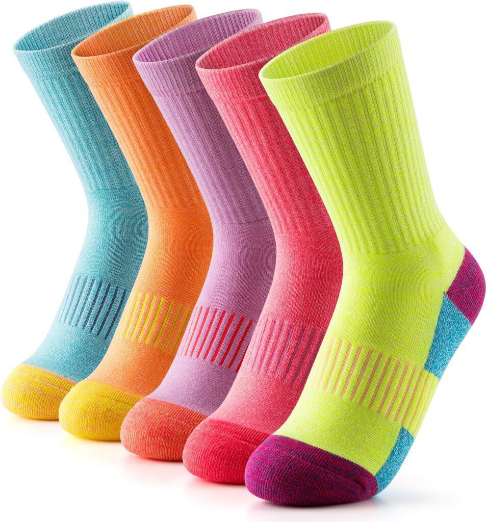 Gonii Women Socks Hiking Running Thick Cushion Athletic Crew Socks 5-Pair