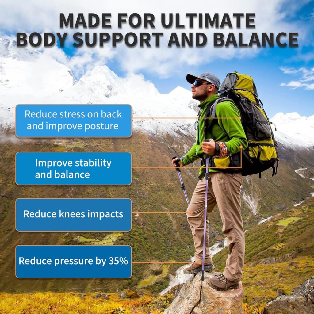 AISUNOURDOOR Lightweight Adjustable Trekking Poles, Aluminum Collapsible Travel Hiking or Walking Sticks for Women Children, with One Disposable Raincoat
